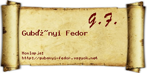 Gubányi Fedor névjegykártya